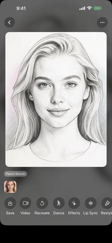 A portrait photo restyled as a pencil sketch